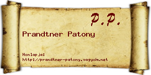 Prandtner Patony névjegykártya